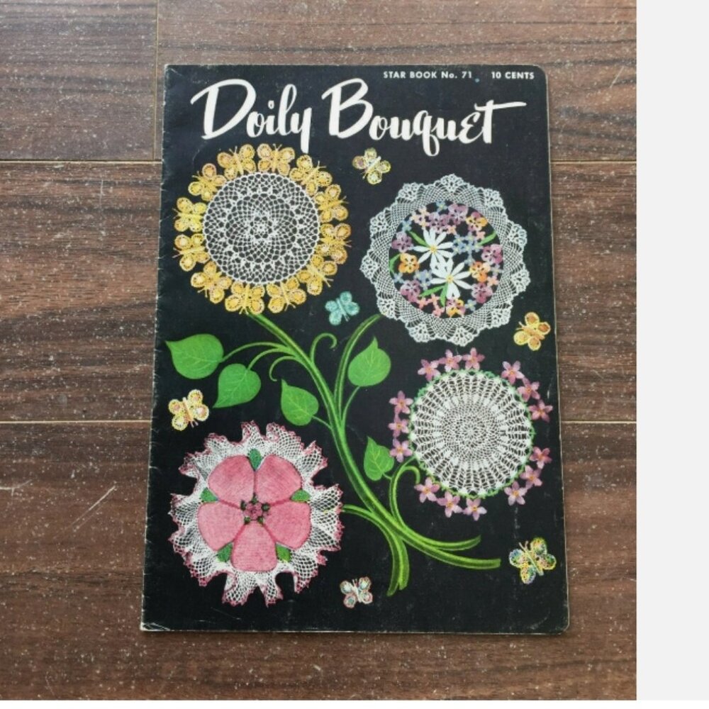 Vtg 1950 Floral Doily Bouquet Star Crochet Pattern Book No 71 American Thread